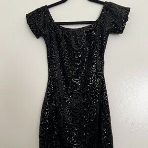 Motel Rocks Black Sequin Velour Dress